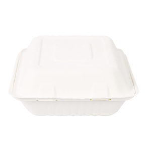 Bagasse Lunchbox "Hamburger" rechteckig | Zuckerrohr