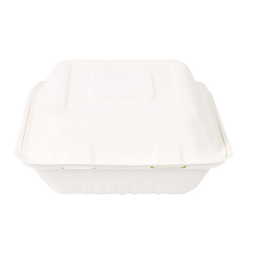 Bagasse Lunchbox "Hamburger" rechteckig | Zuckerrohr